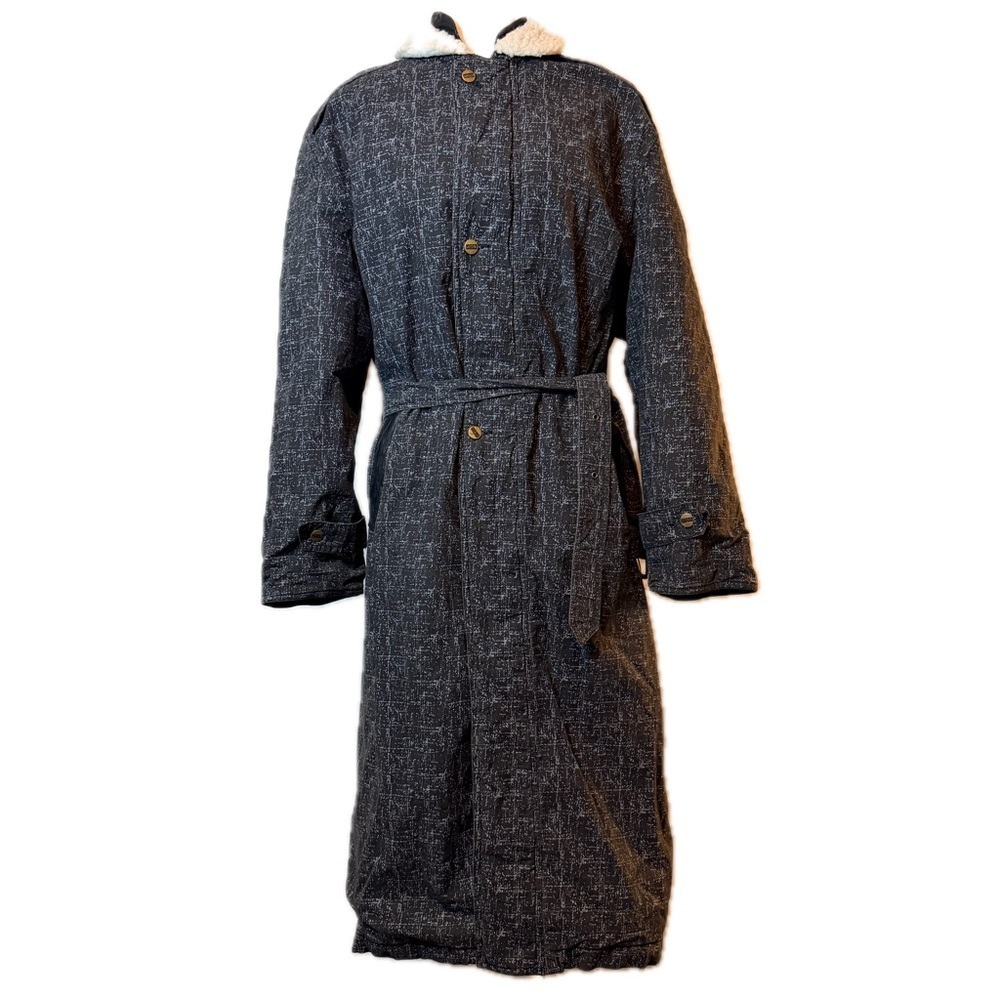 Dosha 1980’s Vintage Longline Belted Coat with Faux Fur Trim - Size Large